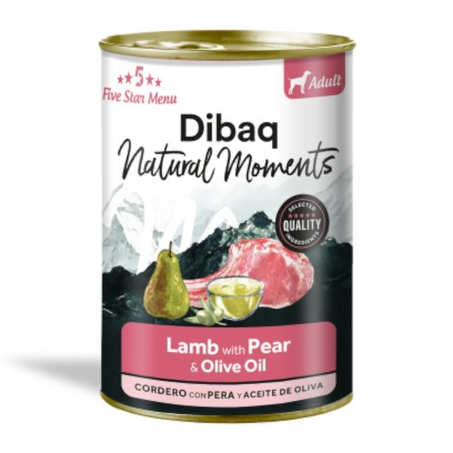 0.38 KG 380 g Dibaq Natural Moments Lata Cordero con Pera para perro
