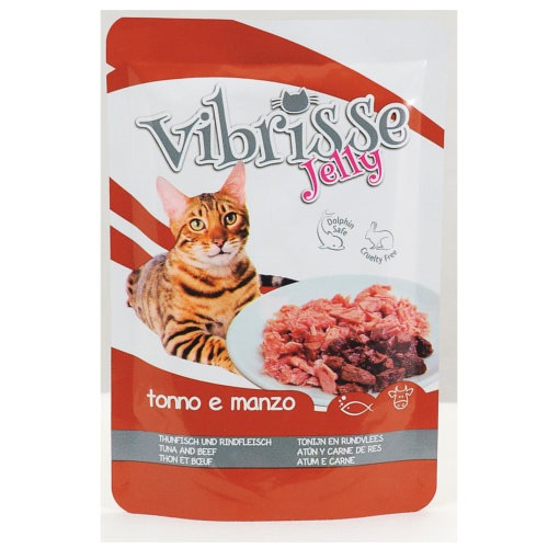 0.07 KG 70 g Vibrisse Kitten Jelly Atum e Terneira em galeia saqueta para gatos