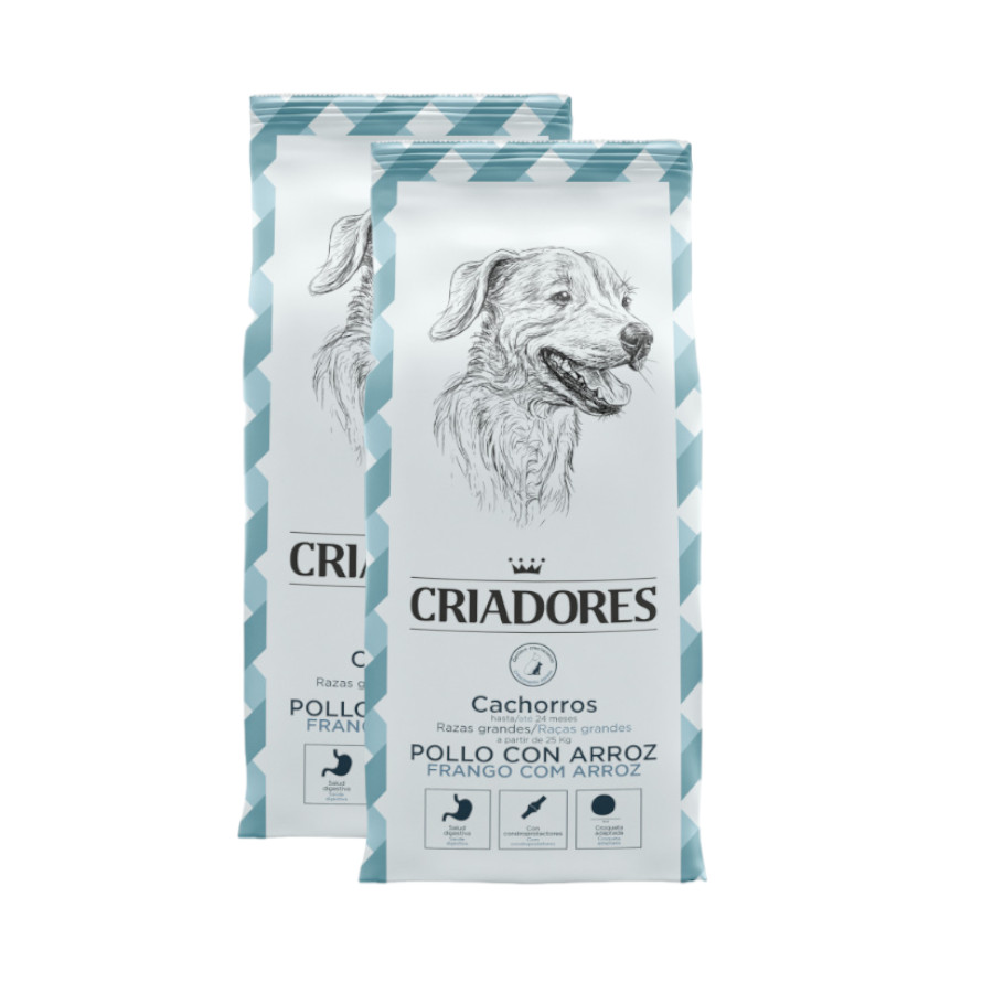 2 x 15 kg Criadores Frango e Arroz ração para cachorros de raças grandes Pack poupança!