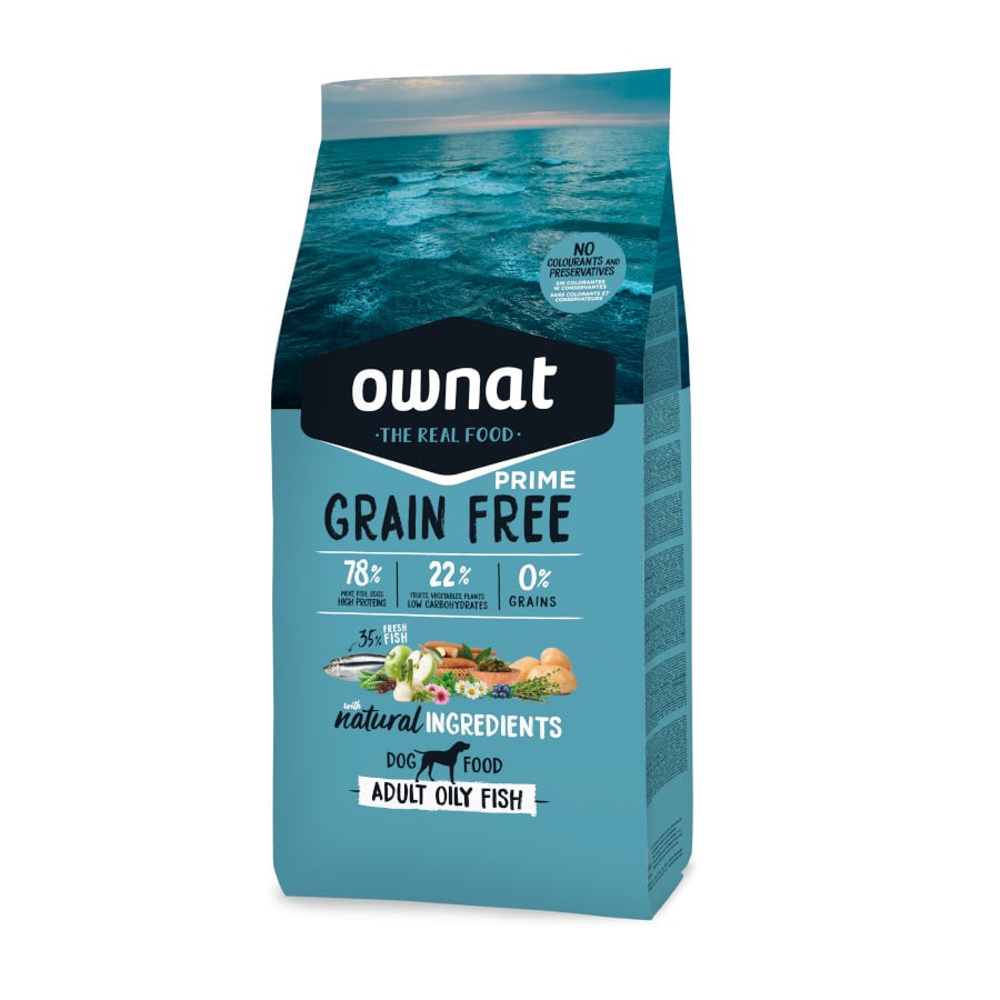 12 KG Ownat Prime Grain Free Peixe Azul Adulto ração para cães