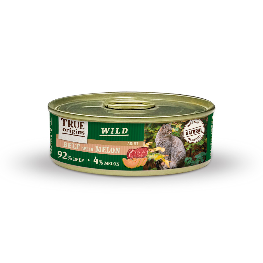 12 latas x 85 g True Origins Wild Adult Carne e Melão lata para gatos Pack poupança!