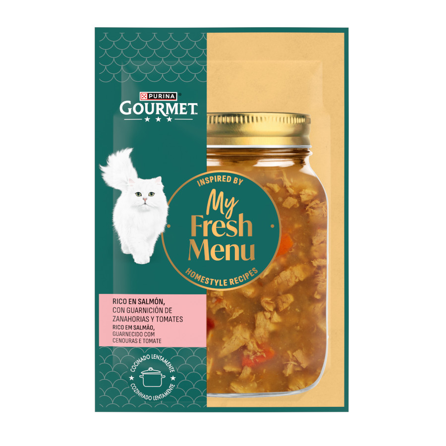 48 saquetas x 75 g Gourmet My Fresh Menu Comida húmida de Salmão em saquetas para gatos Pack poupança!