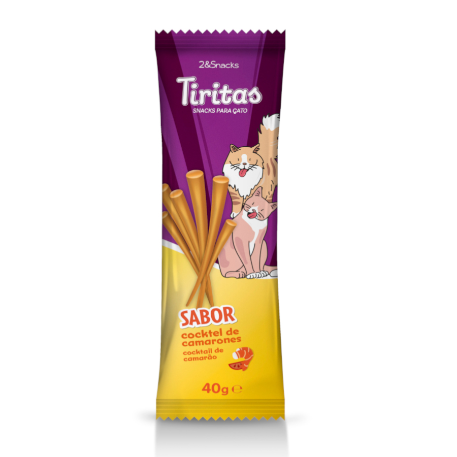 0.16 kg 2&Snacks Tiras de Cocktail de Camarão para Gatos