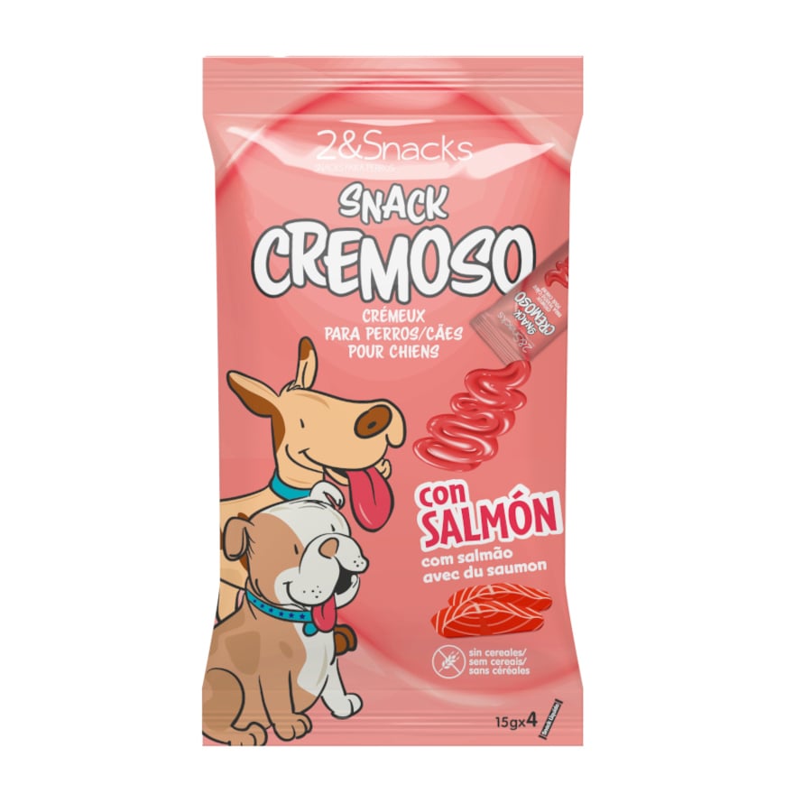 0.06 KG 4 saquetas x 15 g 2&Snacks Snacks cremosos de carne bovina para cães
