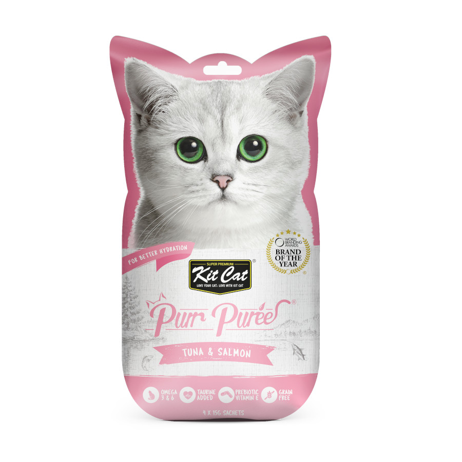 Kit Cat PurPuree Snack de atum e salmão para gatos