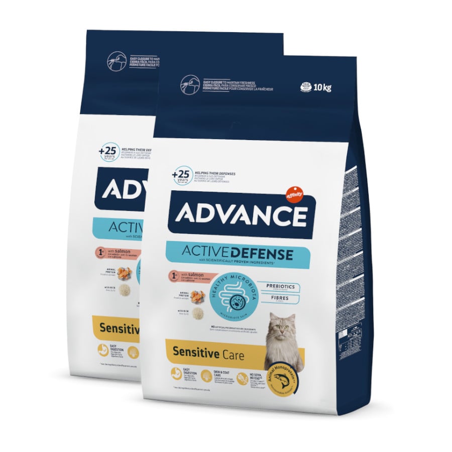 2 x 10 kg Affinity Advance Sensitive Feline Adult Salmão e Arroz Pack poupança!
