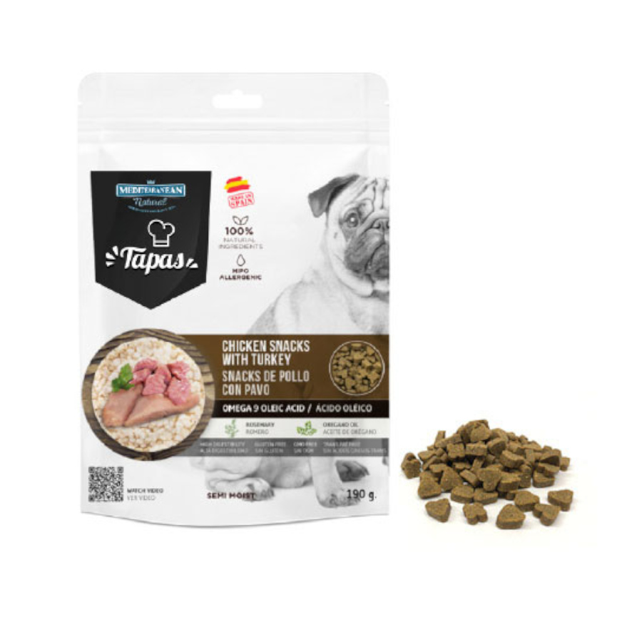 0.19 KG Mediterranean Natural Biscoitos Tapas Gourmet Frango e Peru para cães