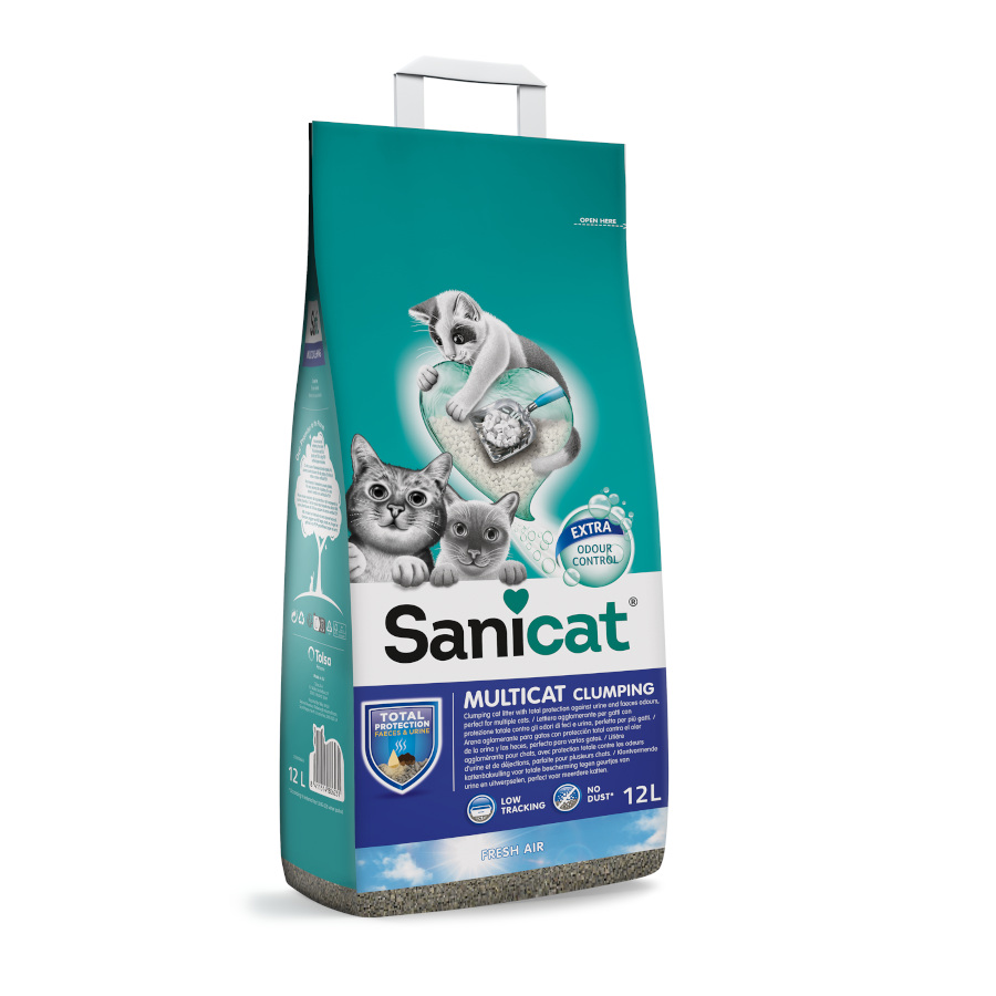 12.6 KG 12 L Sanicat Multicat Cumpling Aire Fresco Arena para gatos