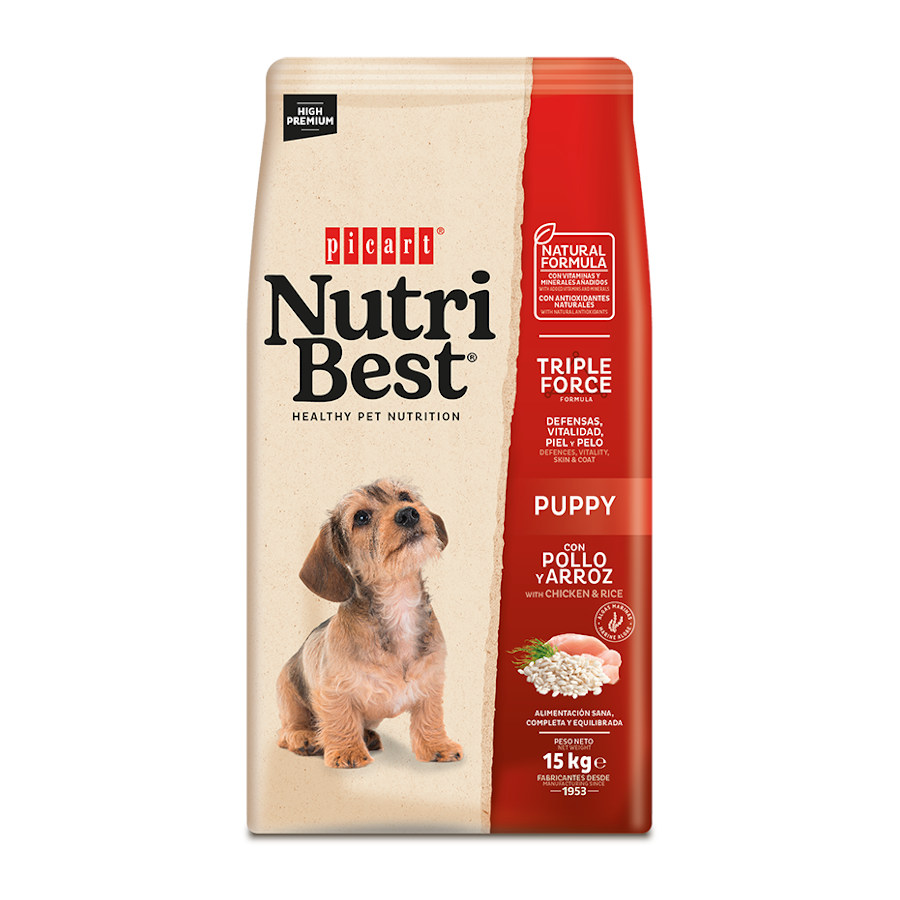 15 kg Nutribest Puppy Frango e Arroz ração para cães