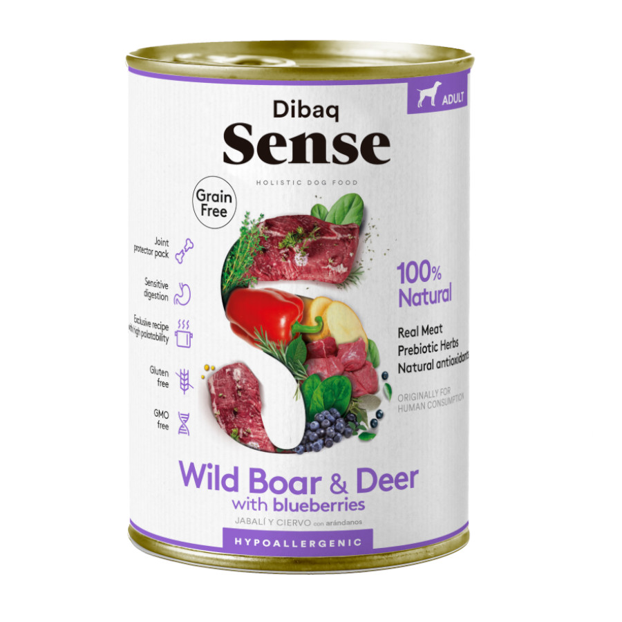 4.59 kg Dibaq Sense Grain Free Cervo e javali Lata para cães adultos