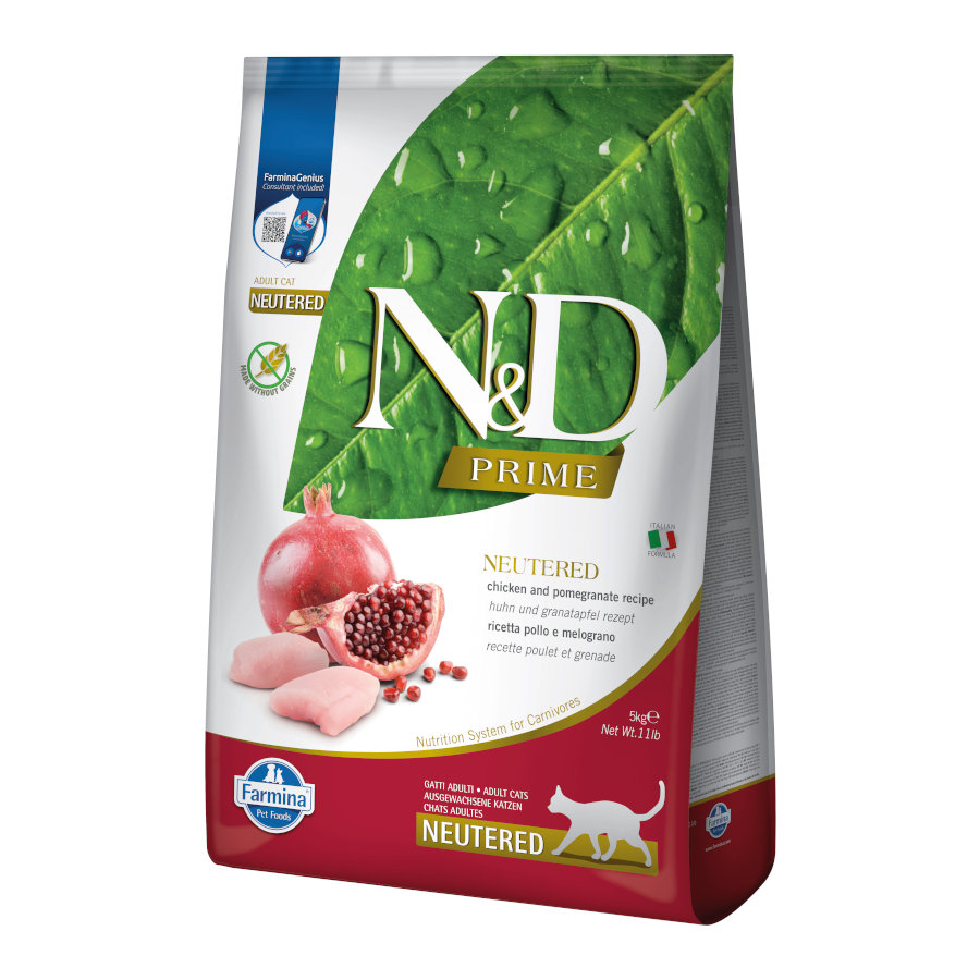 5 KG Farmina N&D Prime Adult Alimento de frango e romã para gatos