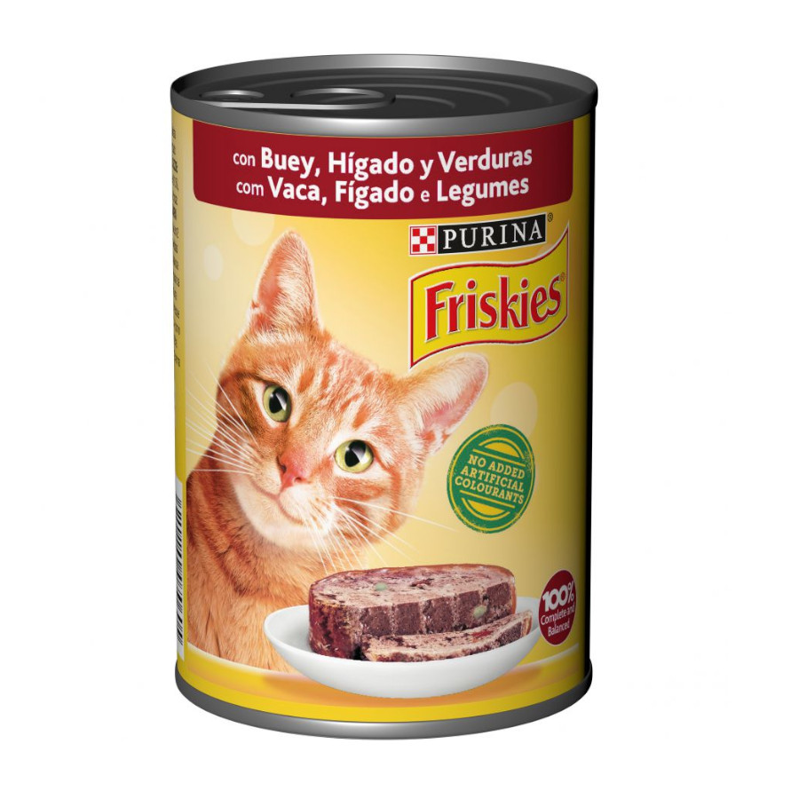 0.4 KG 400 g Purina Friskies Adult carne de boi e fígado lata para gatos