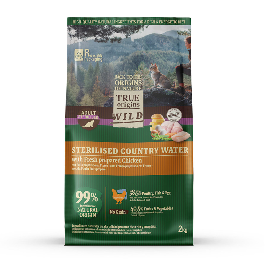6 KG 6 kg True Origins Wild Esterilizado Country Water Frango ração para gatos