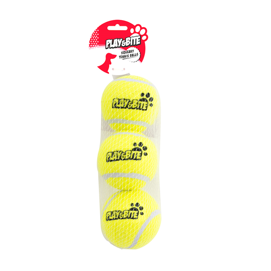 Play&Bite Squeaky bolas de ténis para perros