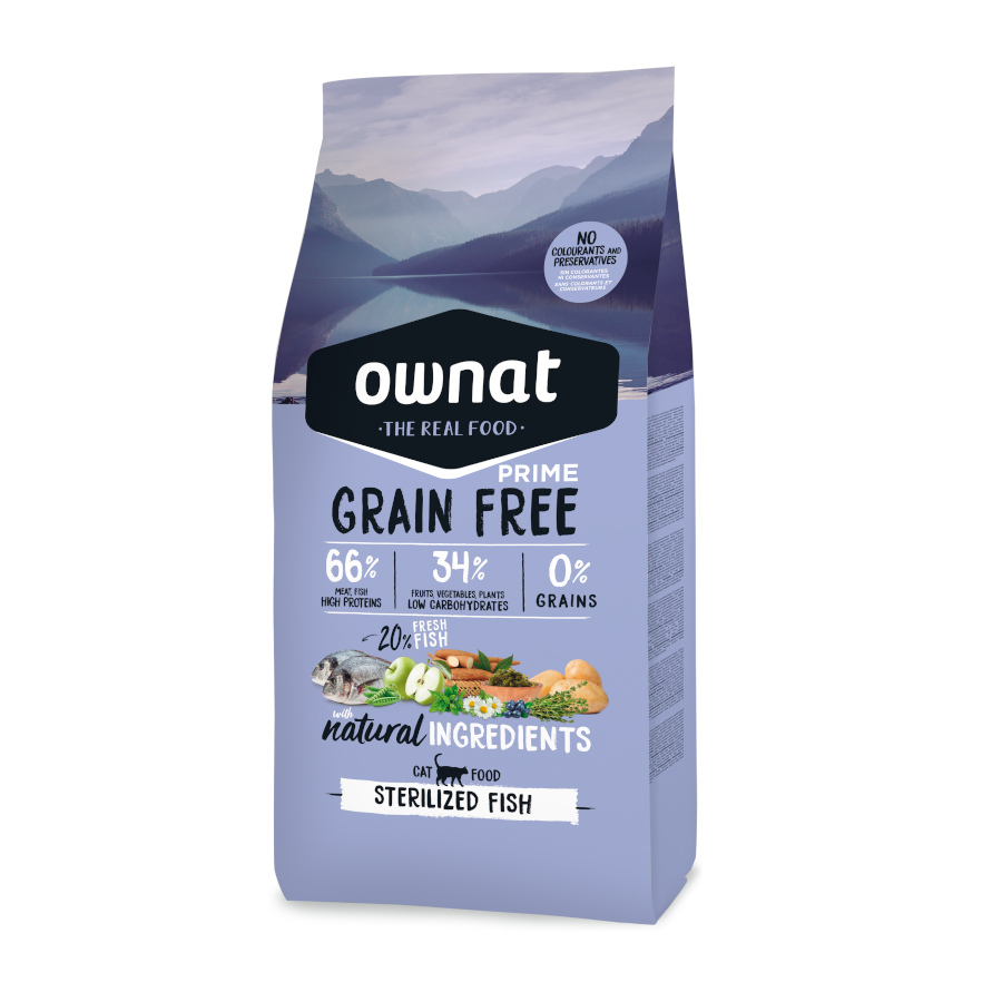 Ownat Prime Grain Free Esterilizado Peixe ração para gatos