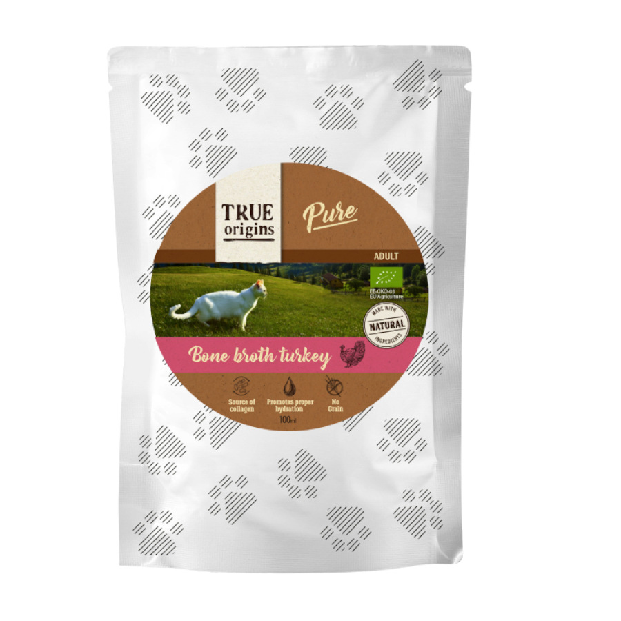 2.4 l True Origins Pure Caldo de Ossos de Peru saquetas para gatos