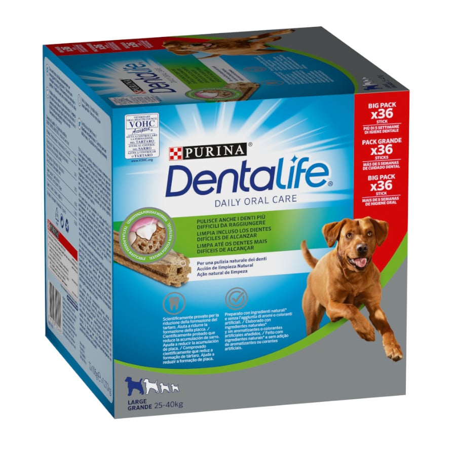 36 sticks Dentalife Snacks Dentários para cães de raça grande