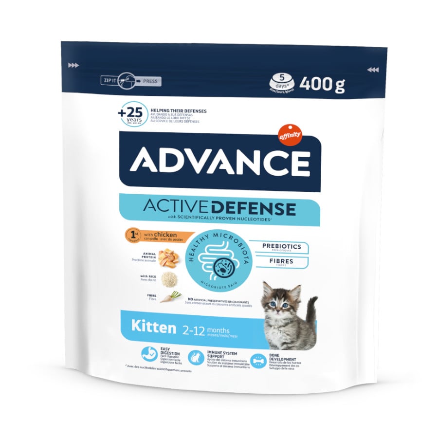 400 g Advance Active Defense Frango e Arroz ração para gatinhos