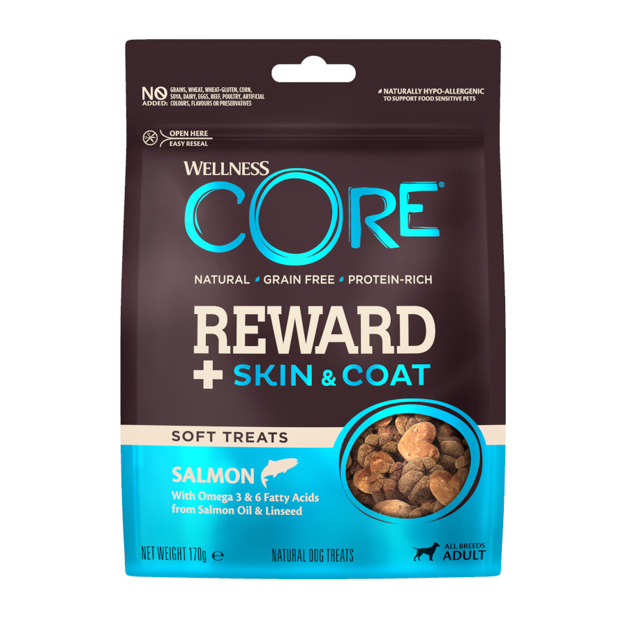 170 g Wellness Core Biscoitos Reward+ SkineCoat salmão para cães