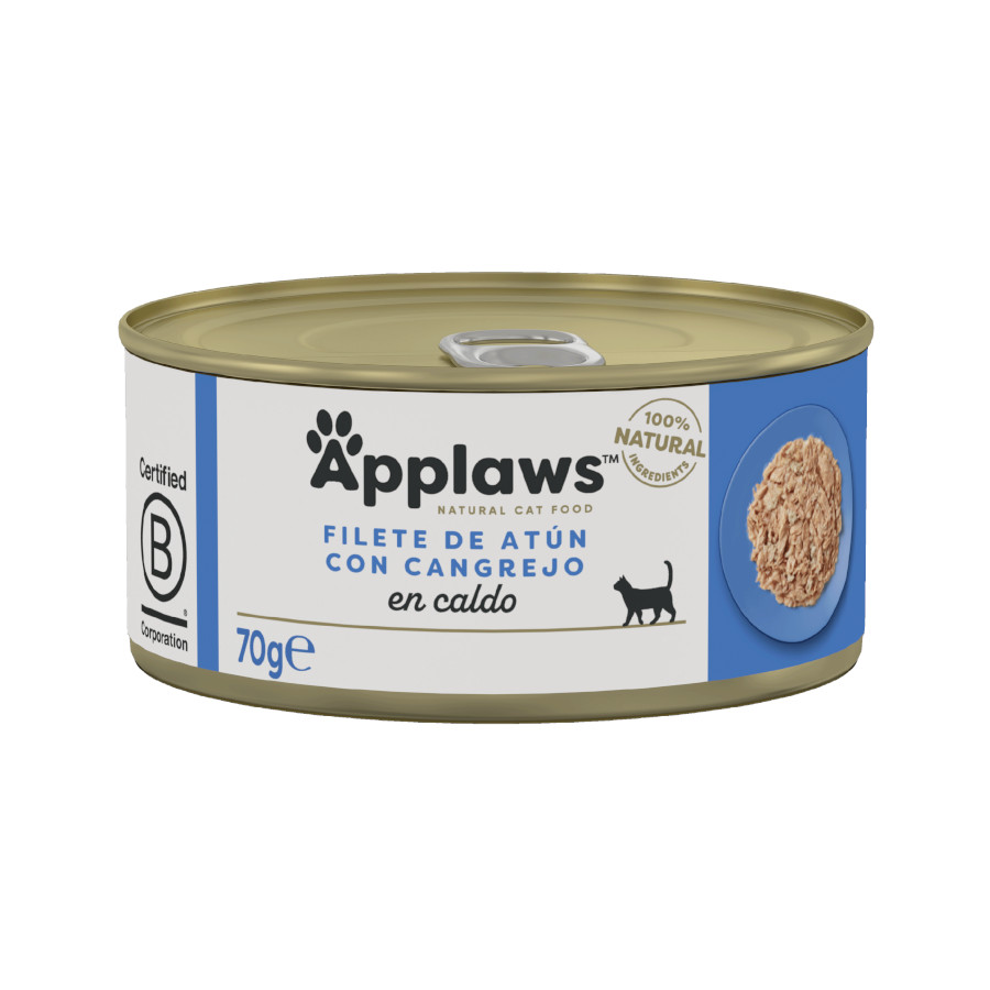 48 latas x 70 g Applaws Atum e Caranguejo Lata para gatos Pack poupança!