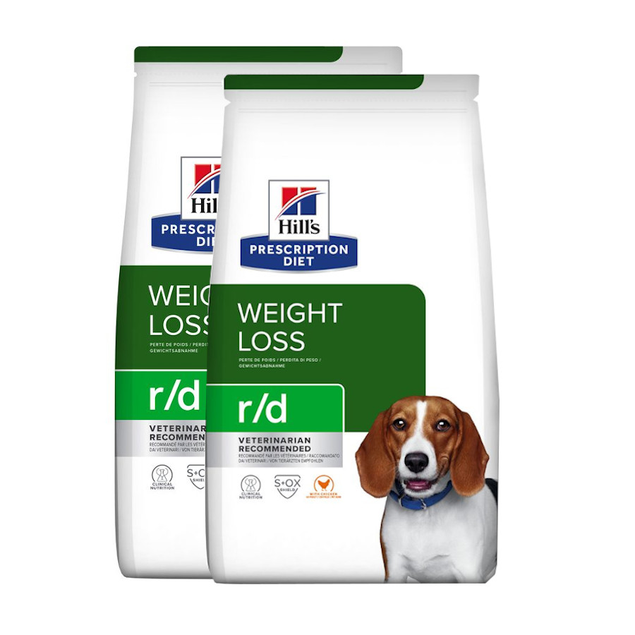 2 x 10 kg Hill's Prescription Diet Weight Loss r/d Frango ração para cães Pack poupança!