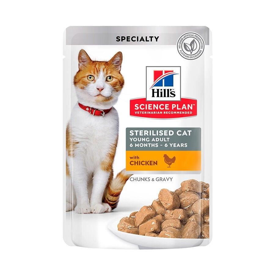 85 g Hill's Young Adult Science Plan Sterilized Frango saqueta para gatos