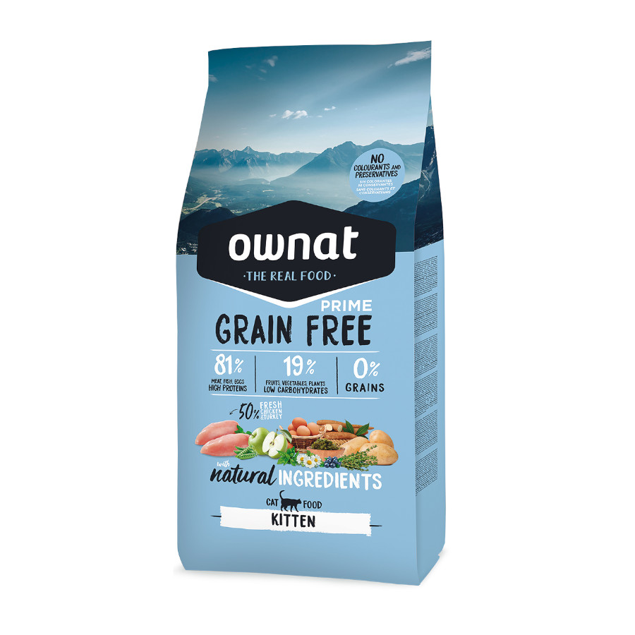 1 KG Ownat Prime Kitten Ração de frango e peru para gatinhos