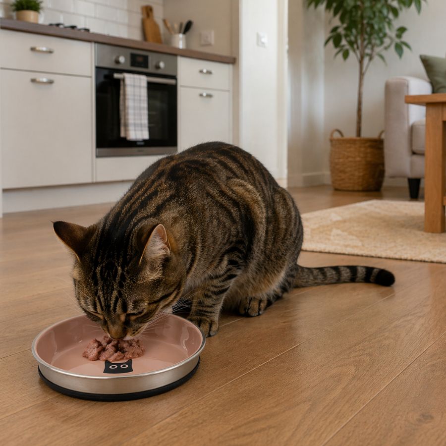 Leeby Comedouro Taupe Antiderrapante para gatos