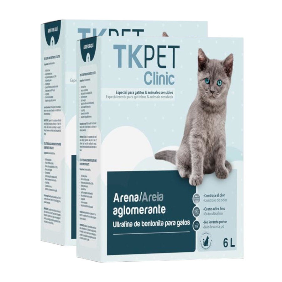 2 x 6 L TK-Pet Clinic Areia Ultrafina para gatos Pack poupança!