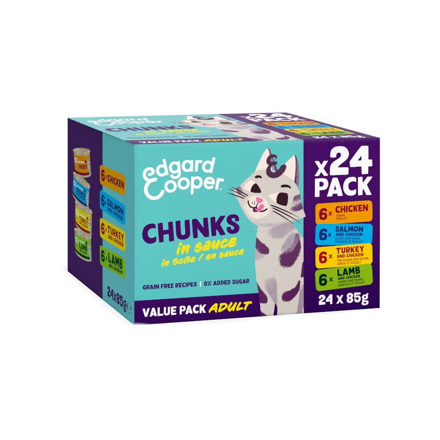 2.04 KG 24 latas x 85 g Edgard & Cooper multipack chunks comida para gatos
