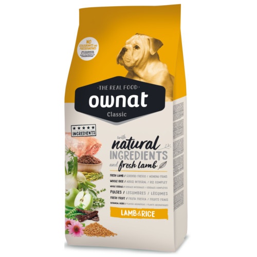 12 KG Ownat Classic Cordeiro e Arroz ração para cães