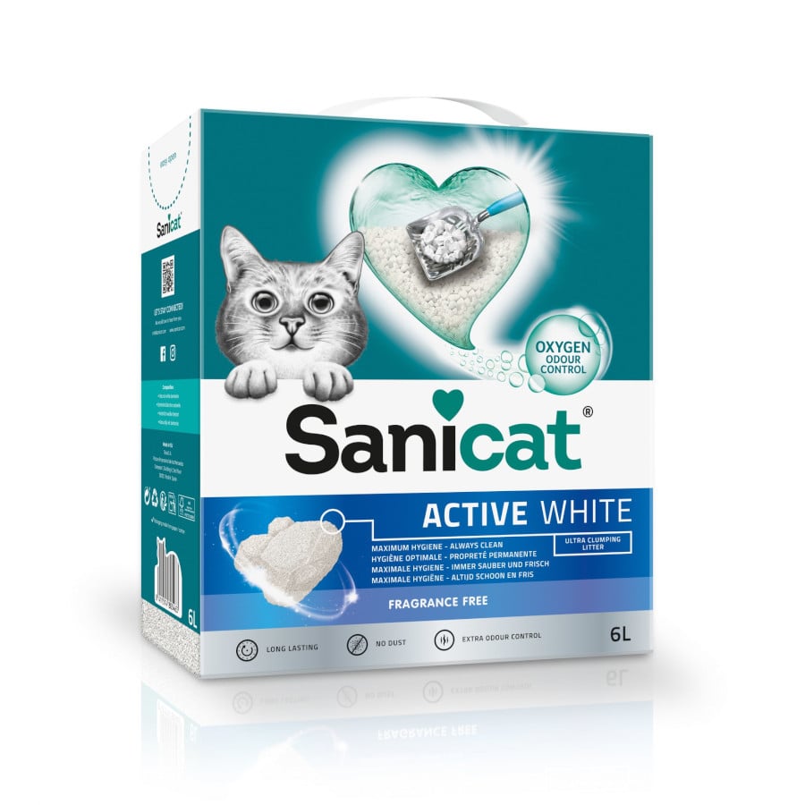 6 L Sanicat Clumping White Areia Aglomerante Branca para gatos