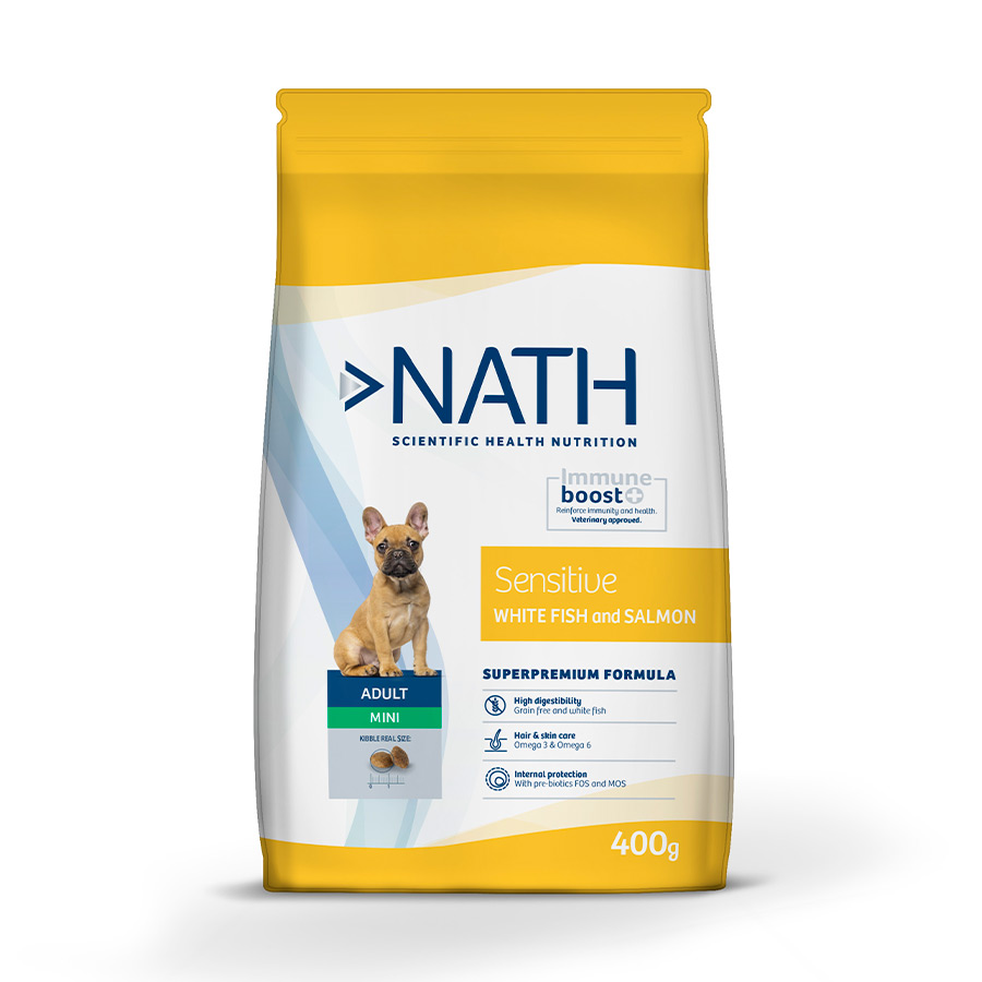 Nath Adult Mini Sensitive Peixe Branco e Salmão ração para cães