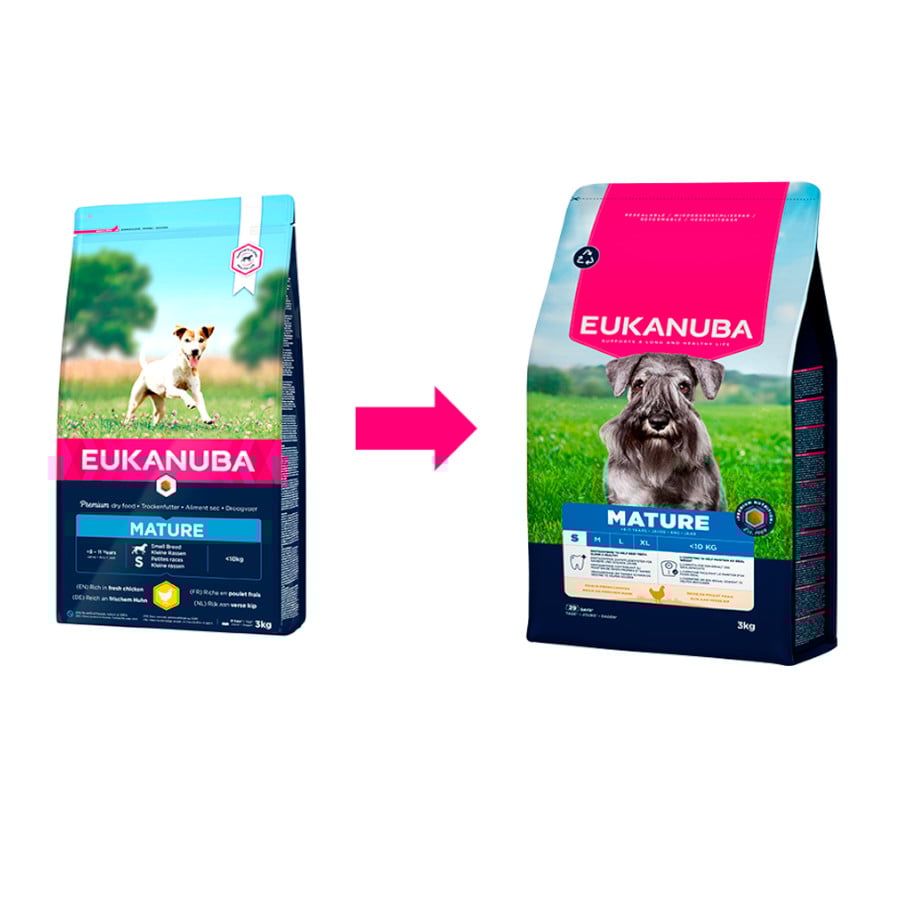 3 kg Eukanuba Mature&Senior S ração para cães pequenos