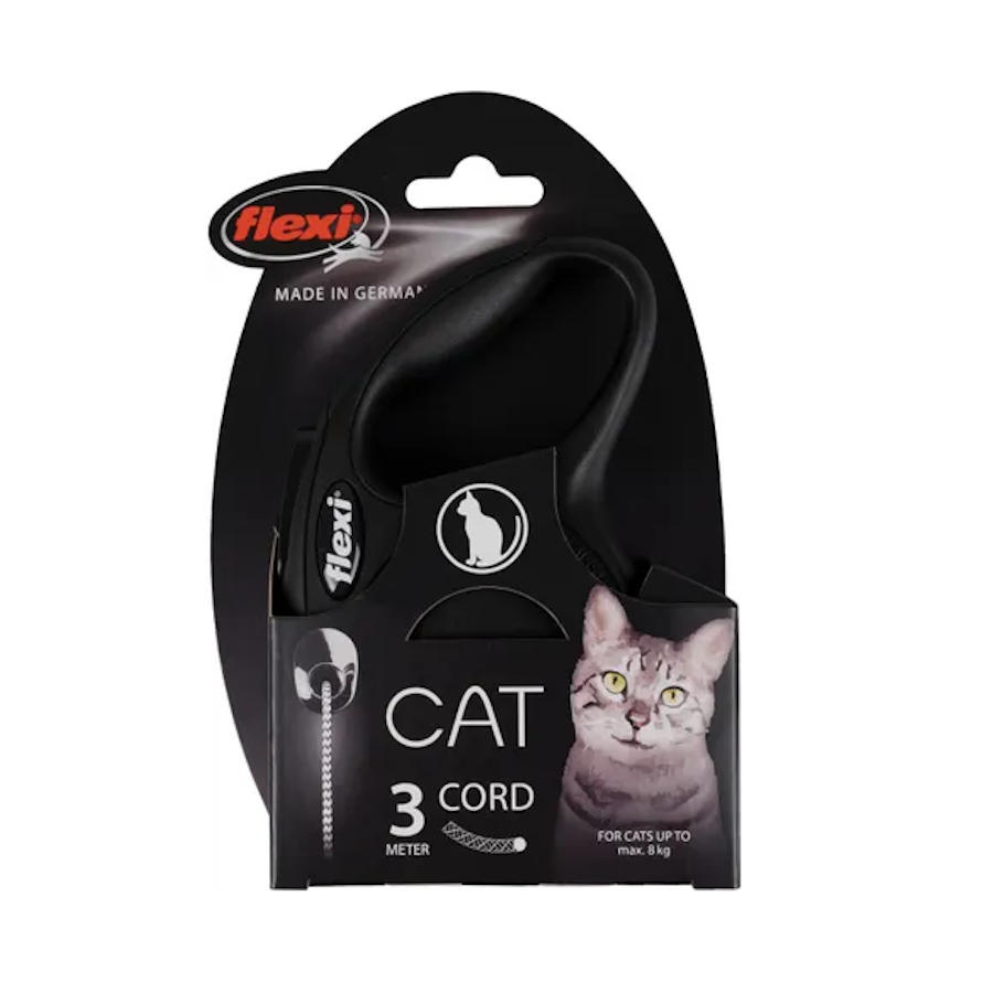 Flexi New Classic Trela Extensível Preta para gatos