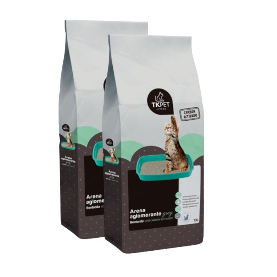 2 x 10 L TK-Pet Areia Aglomerante com Carvão Ativo para Gatos Pack poupança!