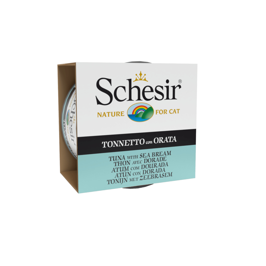 85 g Schesir Adult Atum com Dourada Comida gelatinosa lata para gatos