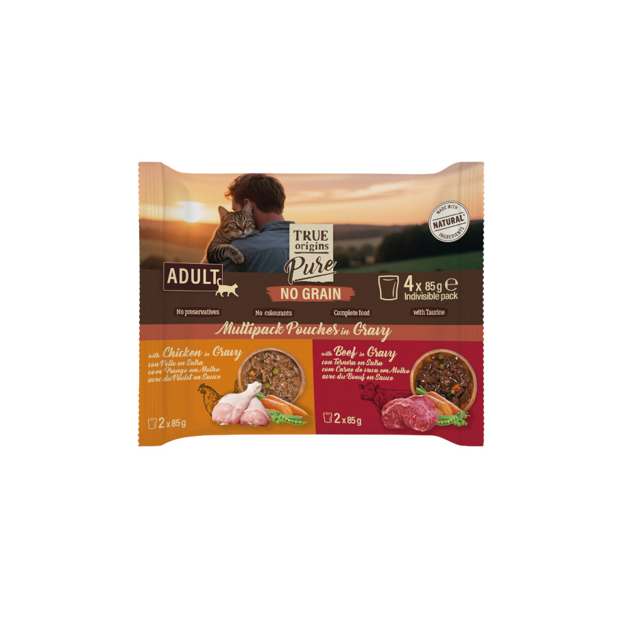 4 saquetas x  85 g True Origins Pure Carne en Salsa Sobres para gatos - Multipack