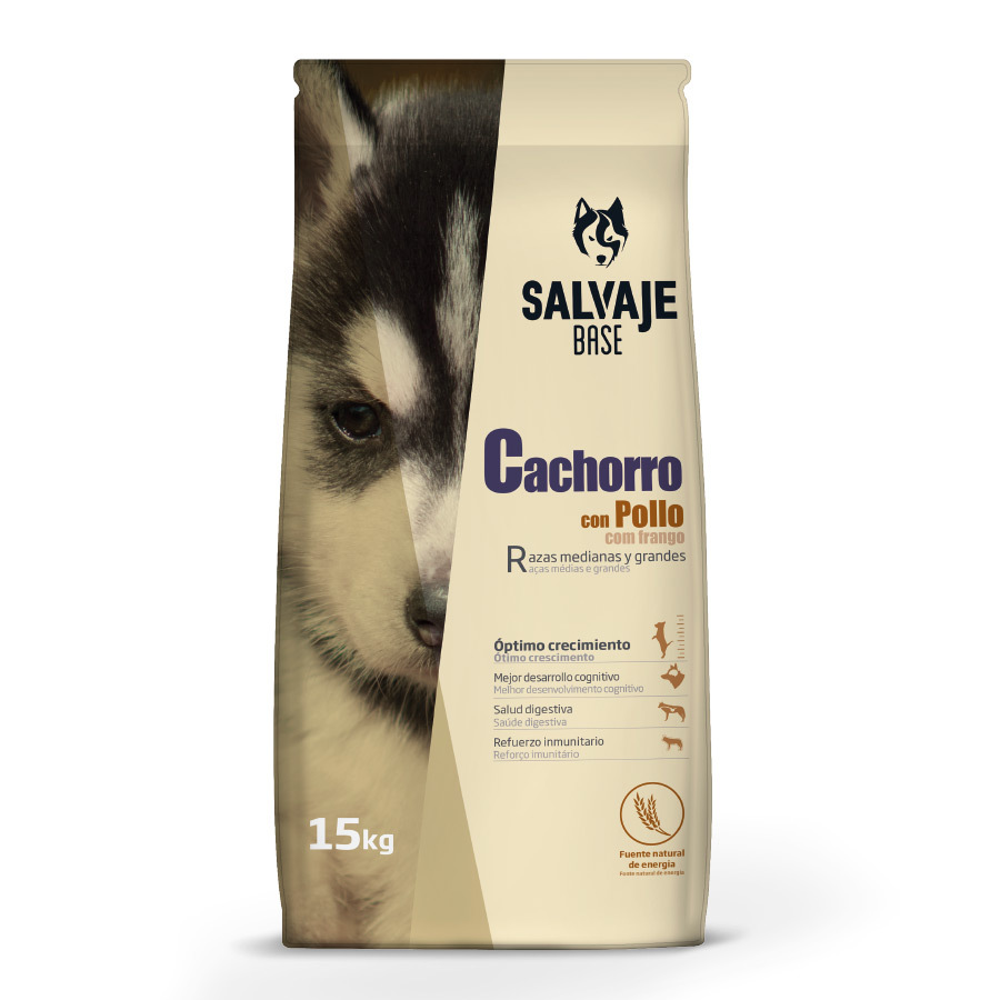 Salvaje Base Puppy Frango Ração para cães