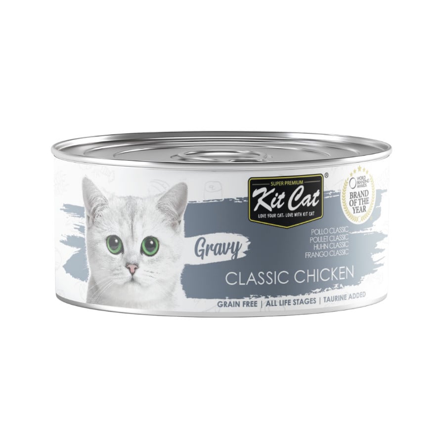 Kit Cat Classic Comida húmida de frango em lata para gatos