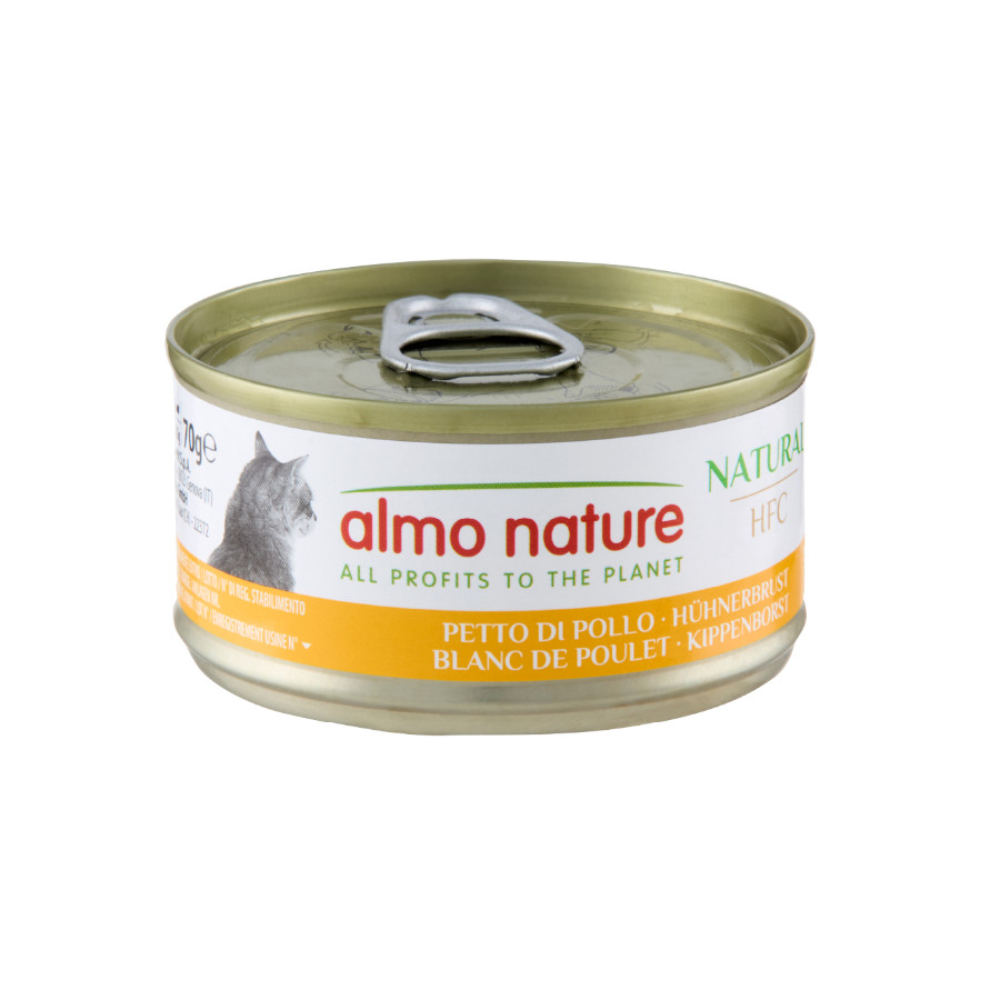 70 g Lata Almo Nature HFC Natural comida com frango para gatos