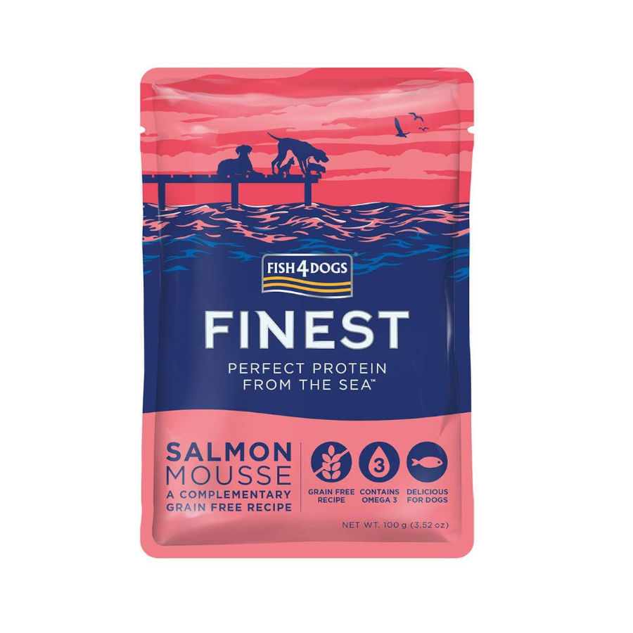 0.1 KG 100 g Fish4Dogs Finest Mousse de Salmão em saqueta