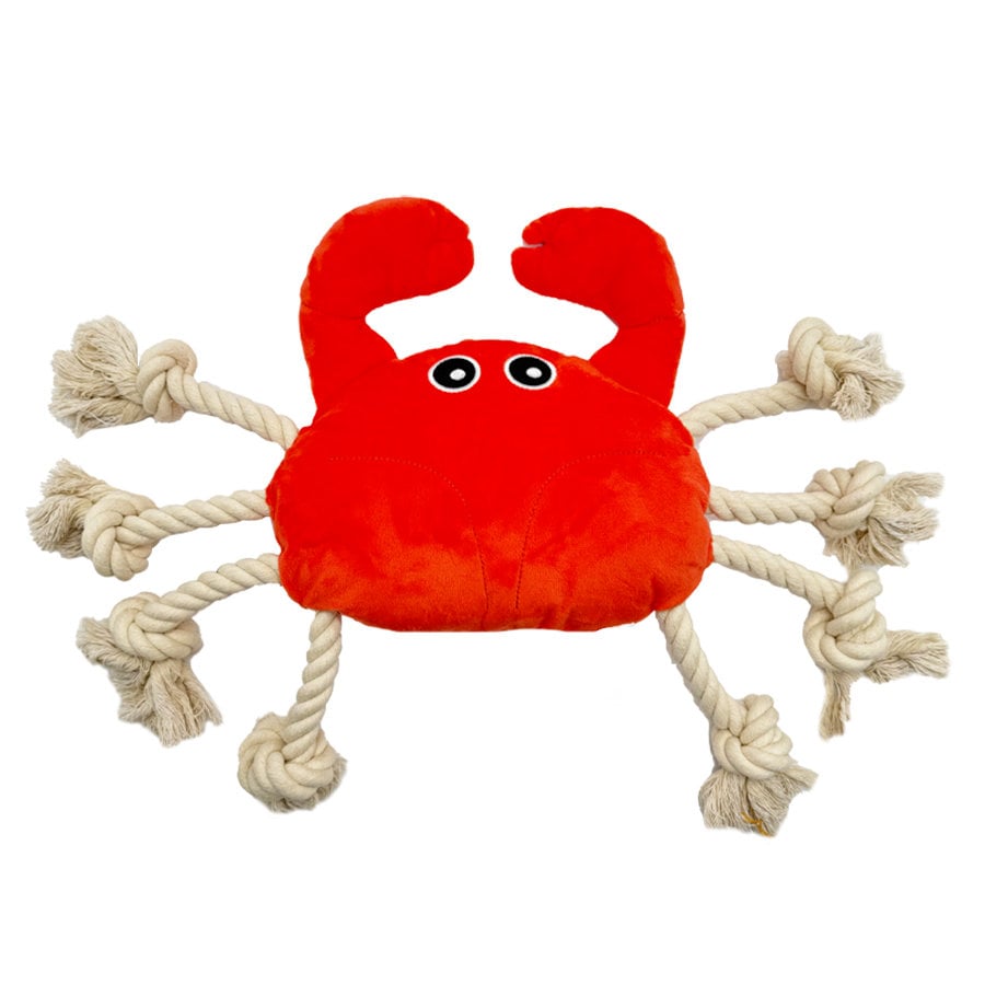 Tootoy! Comfort Fresh Crab peluche com corda para cães