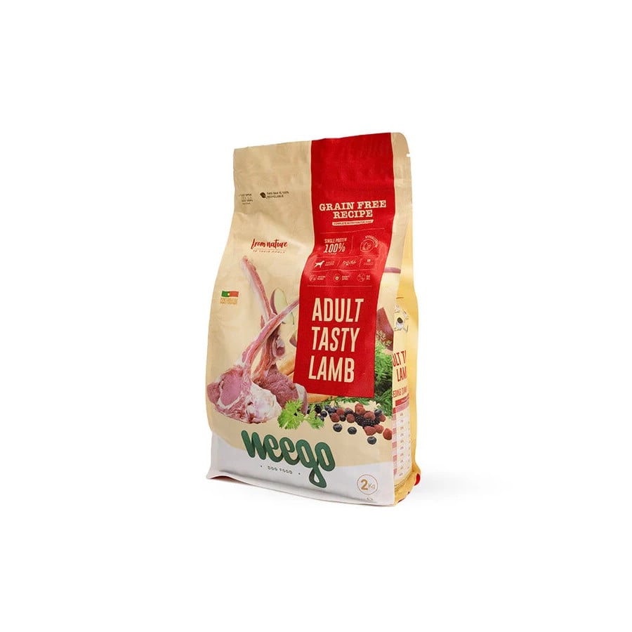 2 KG Weego Grain Free Adult Tasty Borrego ração para cães