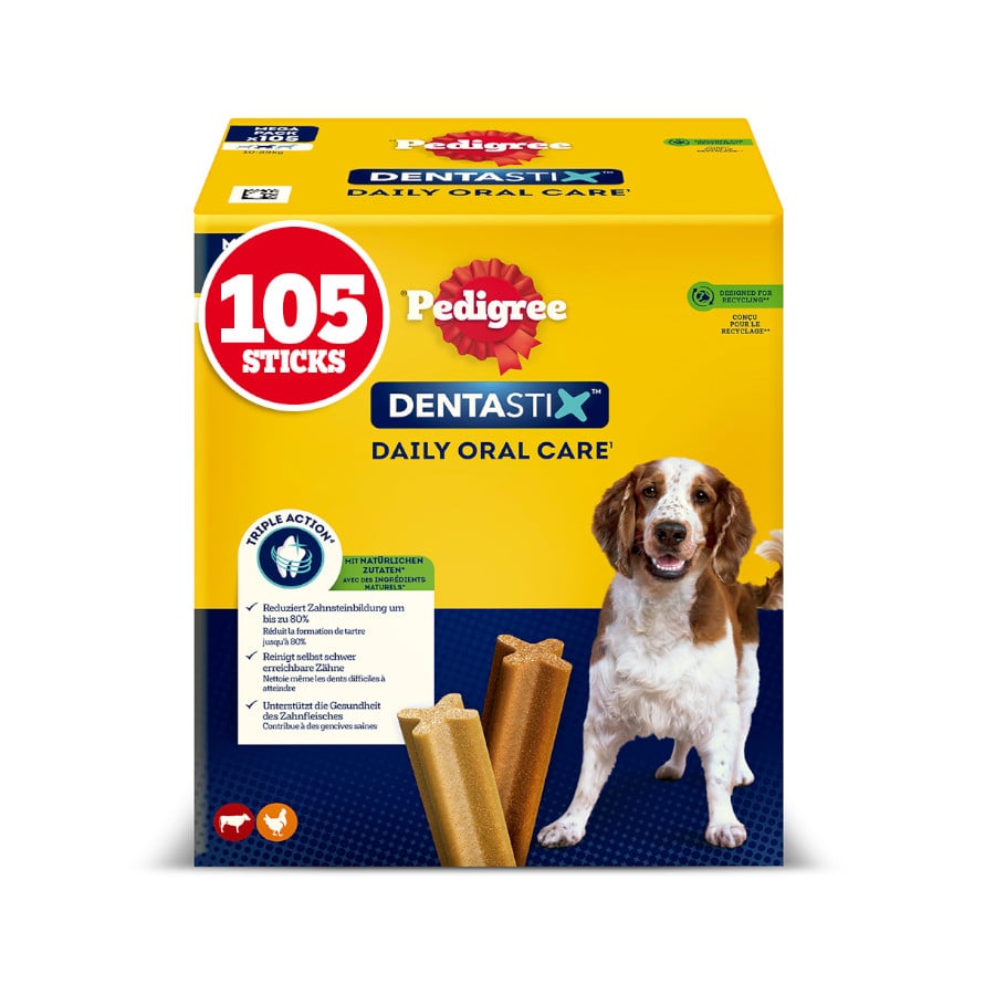 105 sticks Pedigree Dentastix Snacks Dentários para cães médios