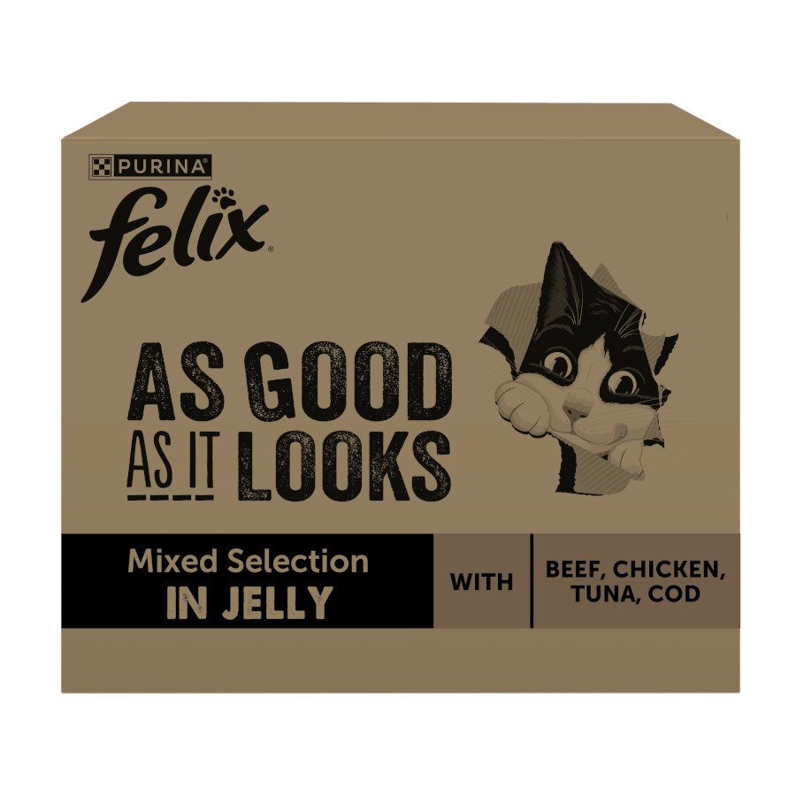 10.2 KG 120 saquetas x 85 g Felix Fantastic Mix Comida húmida de carne em gelatina para gatos