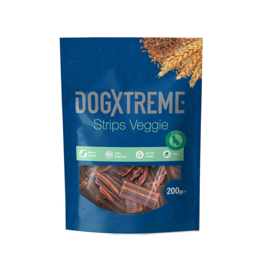 2 x 200 g Dogxtreme Tiras de Bacon Vegano snack para perros ¡Pack ahorro!