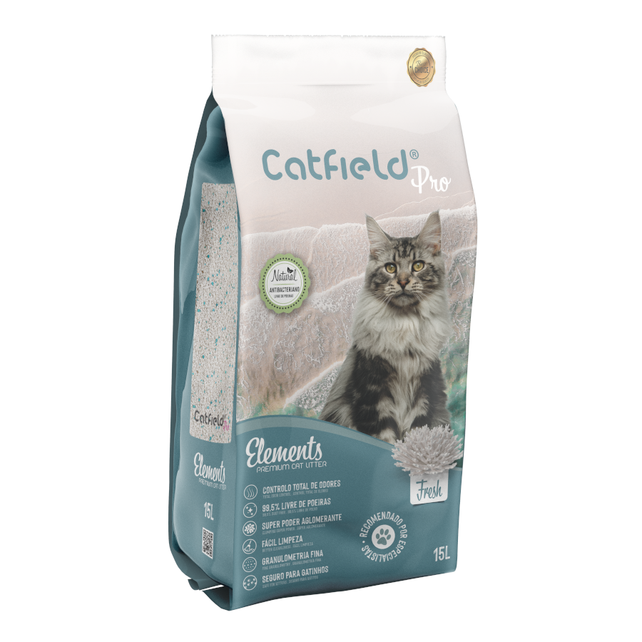 13.5 KG 15 L Catfield Elements Fresh Areia Aglomerante Natural para gatos
