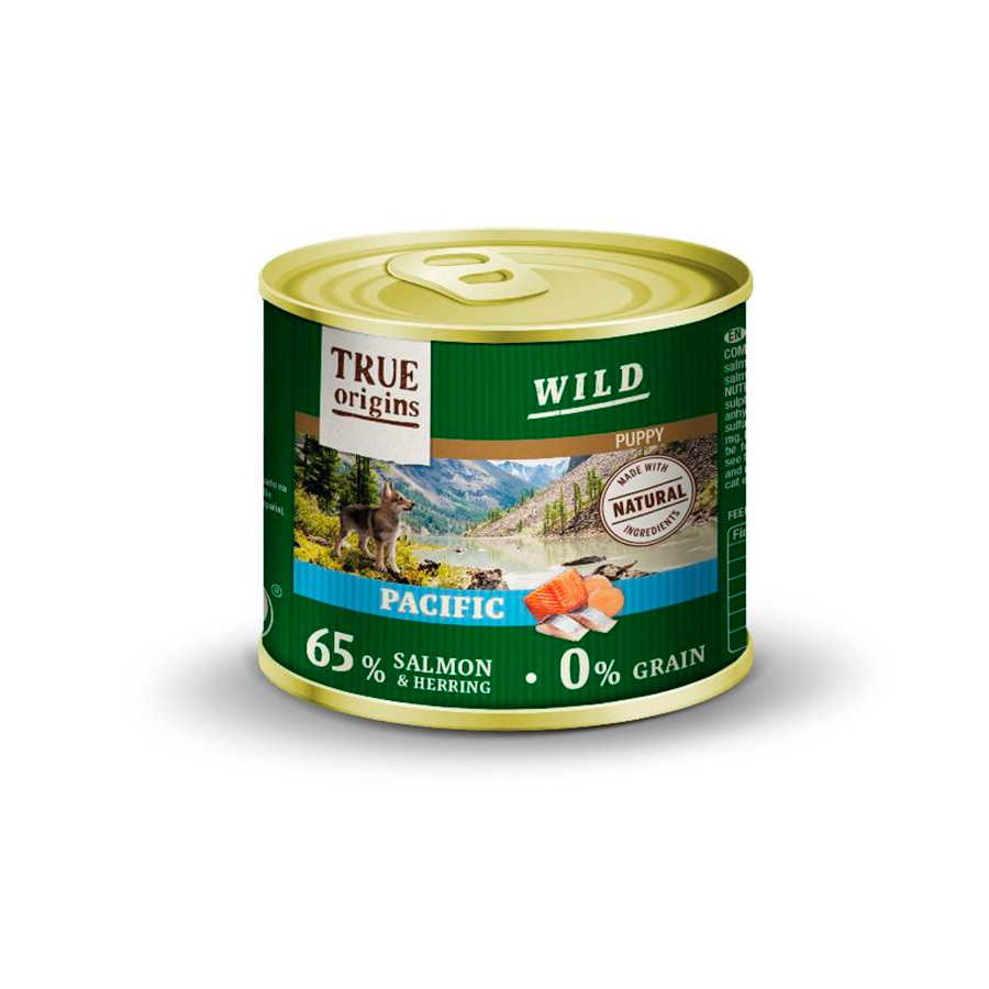 12 latas x 400 g True Origins Wild Puppy Pacific Salmão e Arenque em Patê lata Pack poupança!