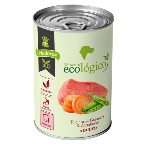 4.8 kg Criadores Adulto Orgânicos Vitela e Ervilhas lata para cães